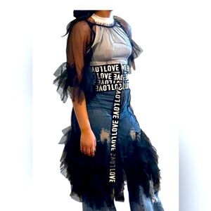 Sheer Black Dress with ruffles